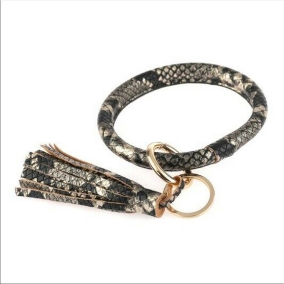 NEW Snake Skin Print Key Ring + Card Holder - Picture 1 of 6